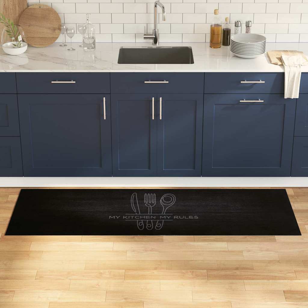 Tapis De Cuisine Noir 50x140cm - Tapis Couloir Antidérapant Piment Rouge Absorbant