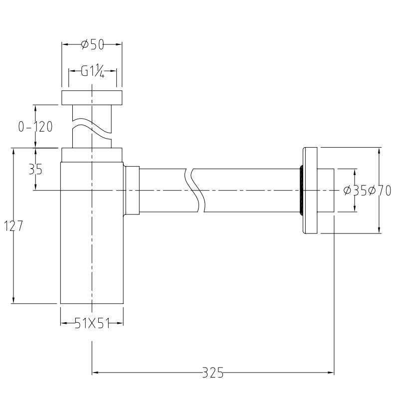 Siphon lavabo design finition or brossé - 2