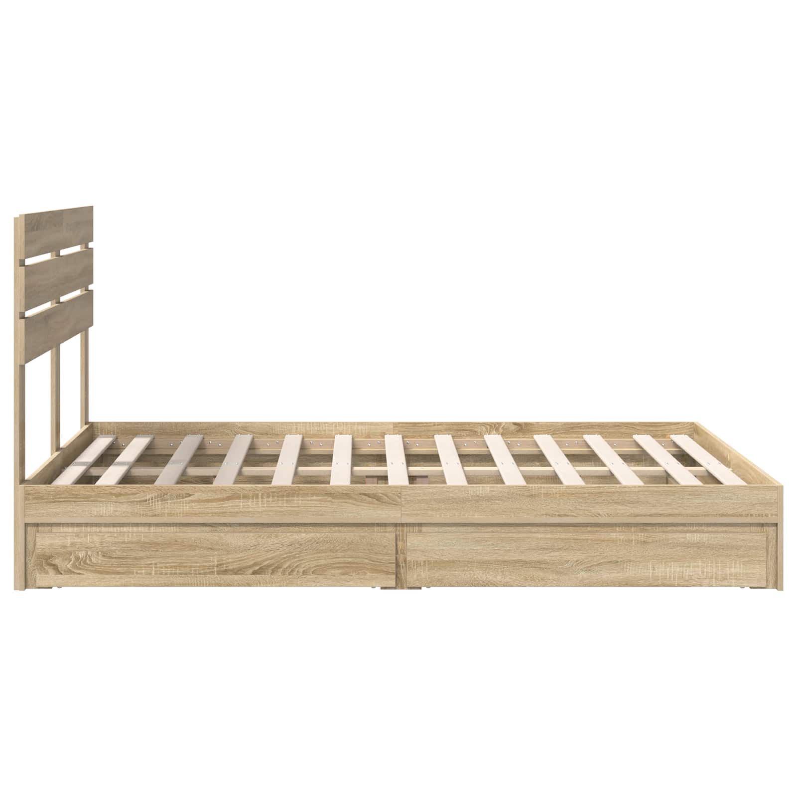 Lit de rangement chêne 160 x 200 cm panneau de bois - 9
