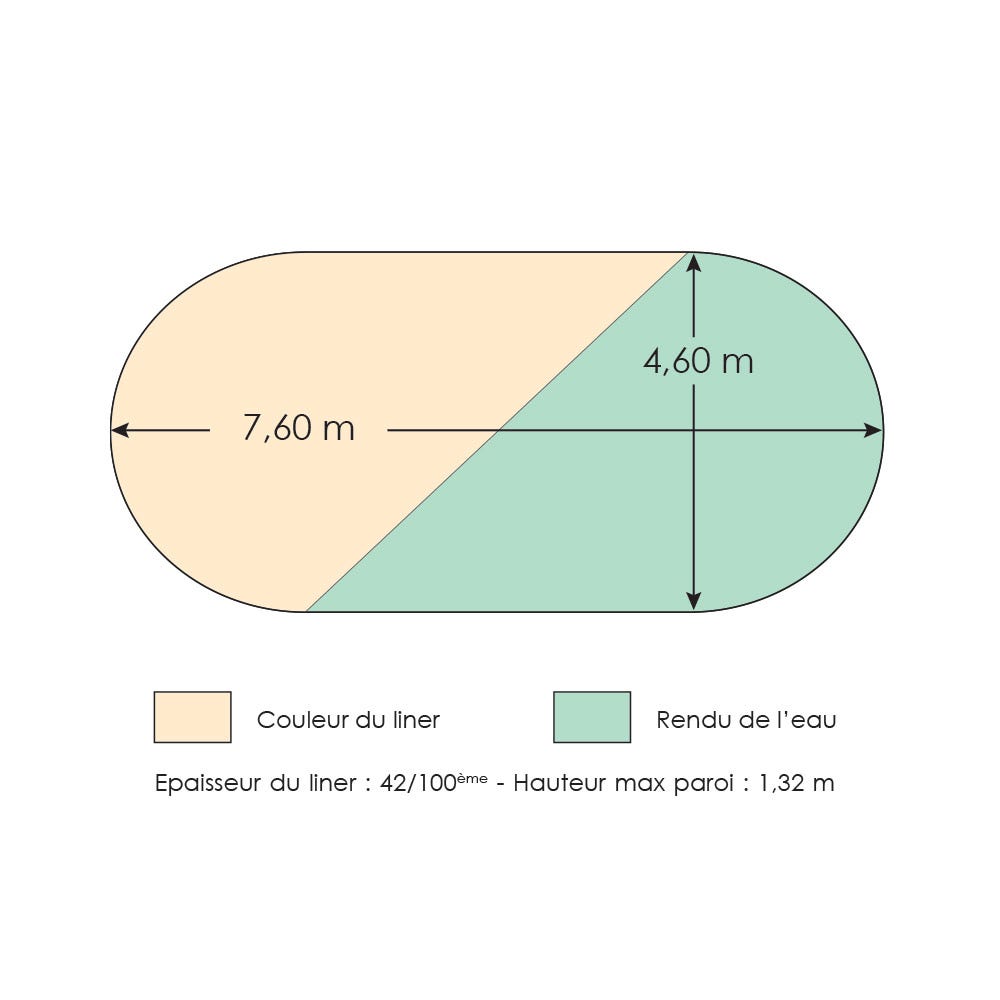 Liner beige pour piscine métal intérieur 7,60 x 4,60 x 1,32 m - 3