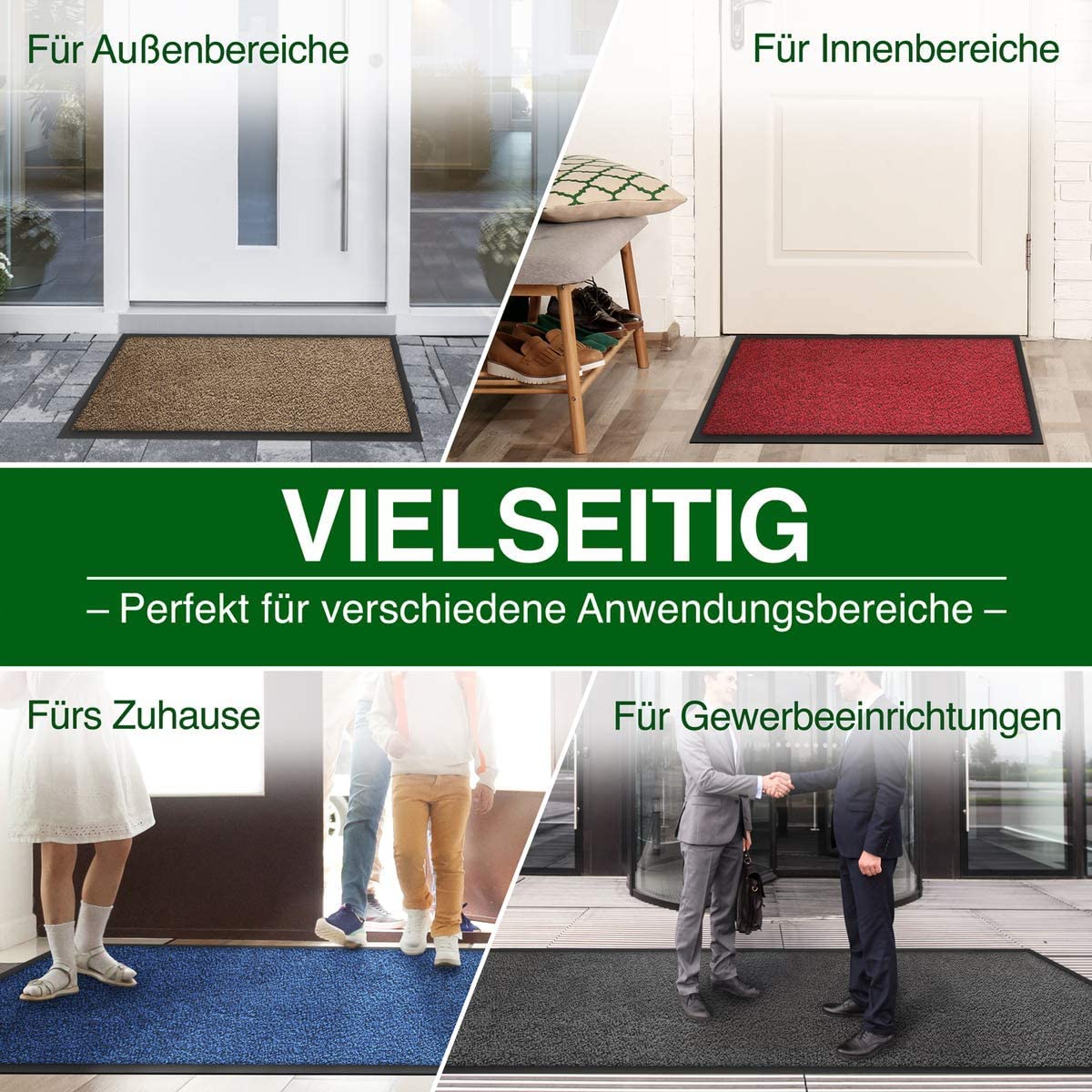 Rhine Tapis d'entrée Lavable, certifié Oeko-Tex Ocre Noir Moucheté, 120 cm x 180 cm - 5