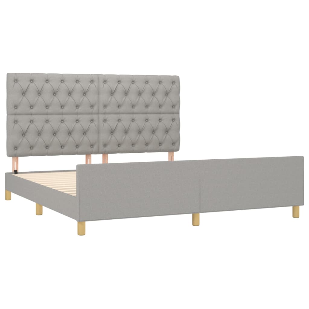 Cadre de lit sans matelas en tissu gris clair pour la chambre, 160 × 200 cm - 4