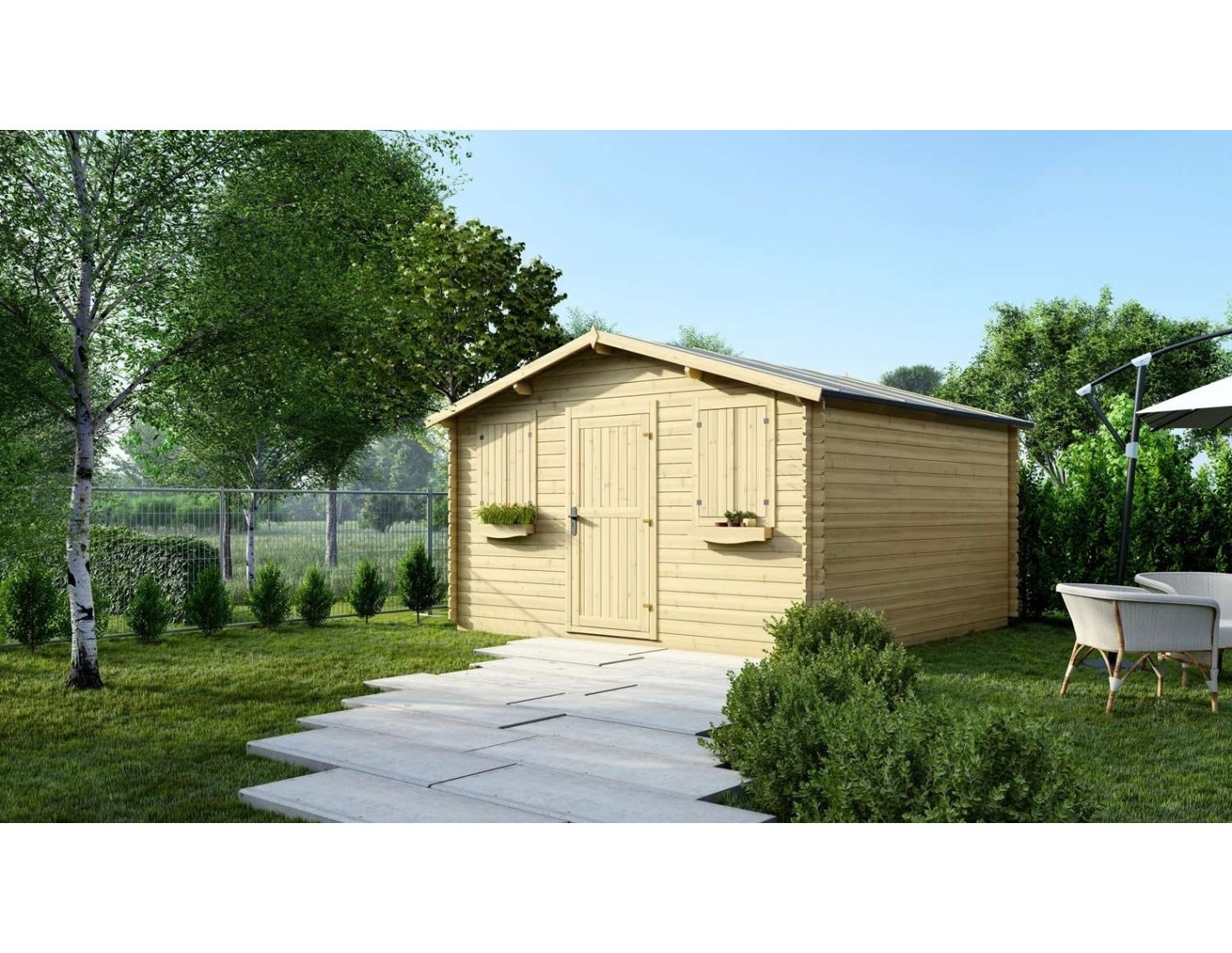 Domek ogrodowy ALTANKA 16 m2 - 4x4 m - 28 mm, drewniany, DOM149, 1 szt.