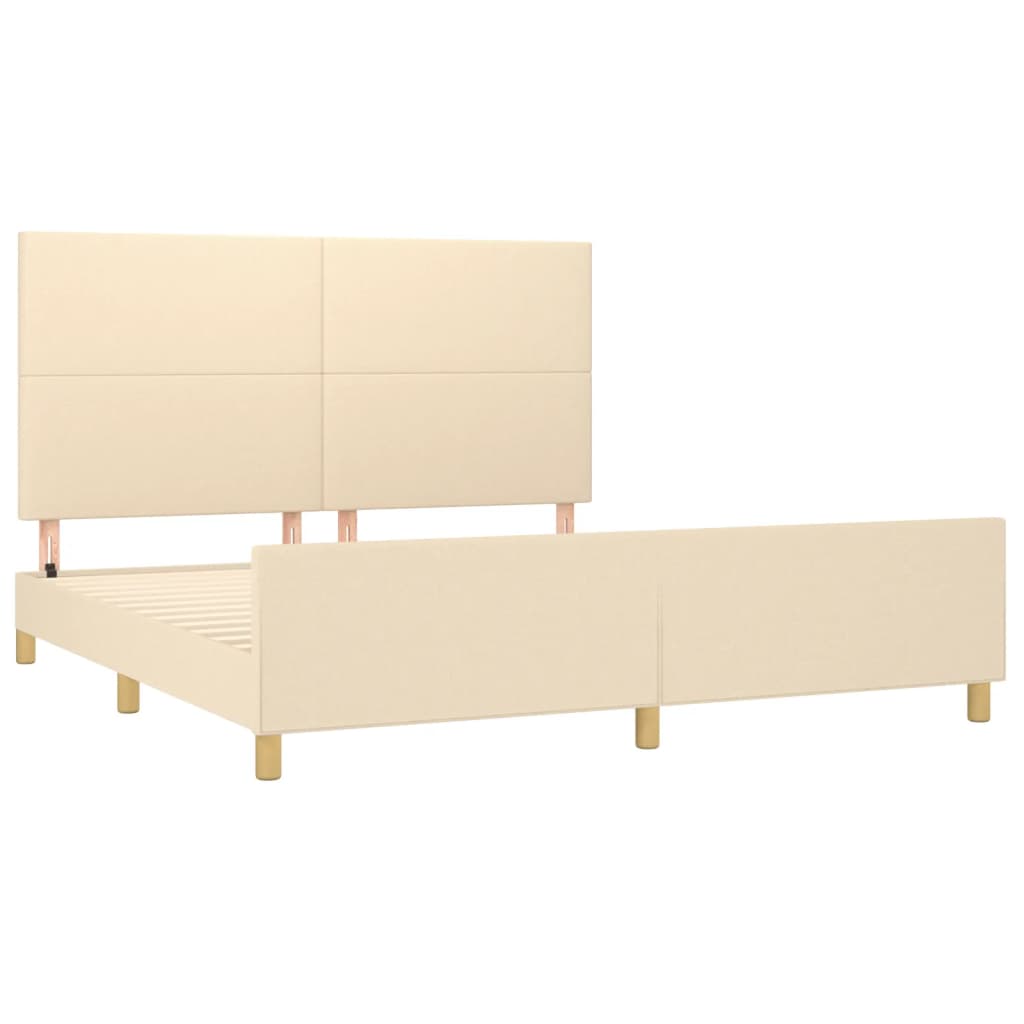 Cadre de lit sans matelas en tissu crème, pour la chambre, 180 × 200 cm - 4