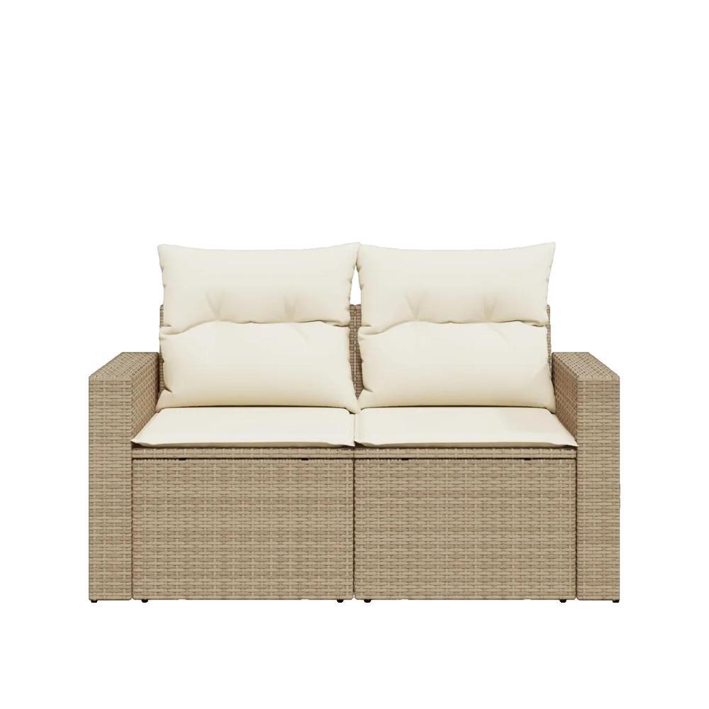 Sofa ogrodowy vidaXL 2 miejsca rattan syntetyczny zdejmowane poduszki beżowy