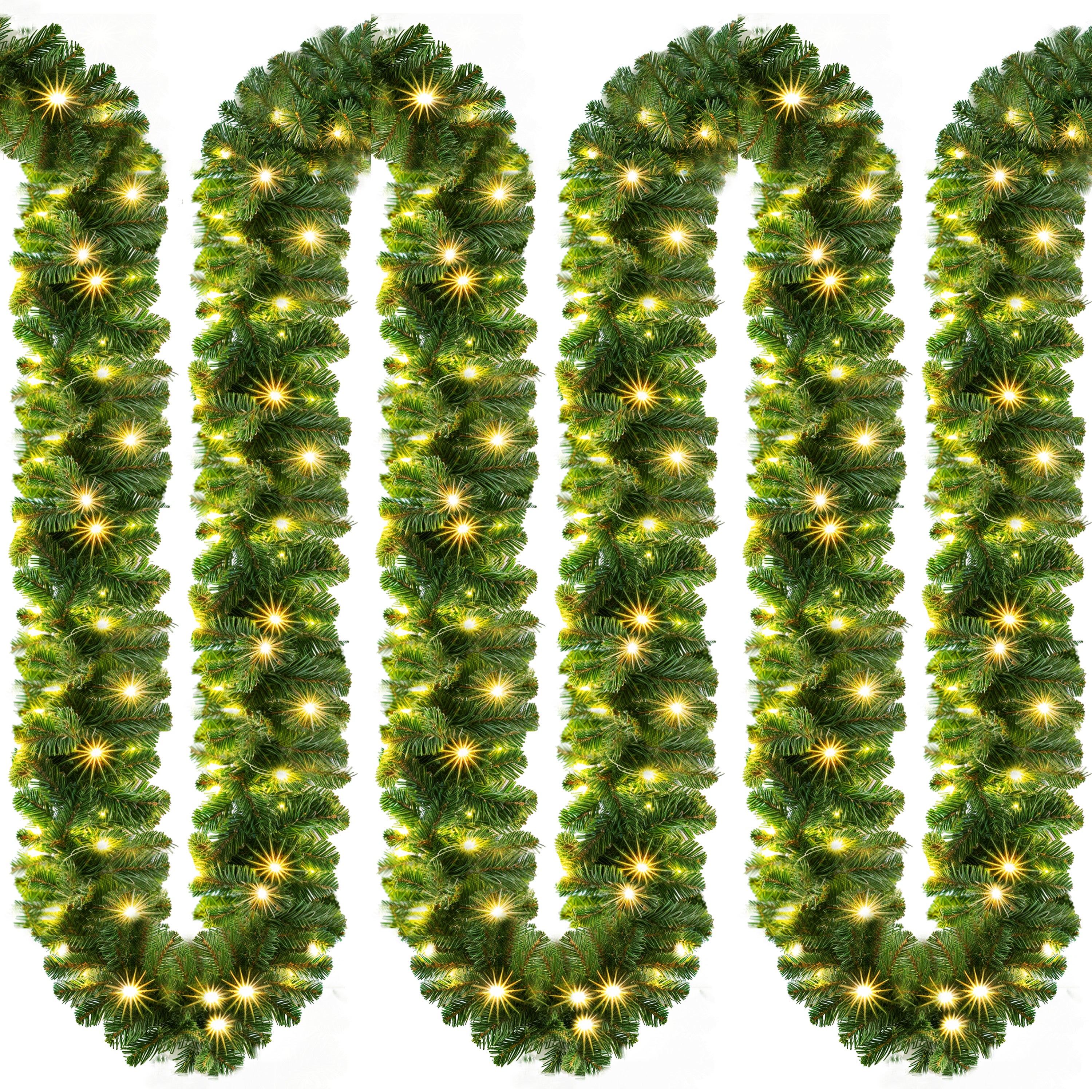 Guirlande Sapin LED 5 M - 2 Pièces, 100 LEDs Blanc Chaud, 8 Modes, IP44 Intérieur/Extérieur