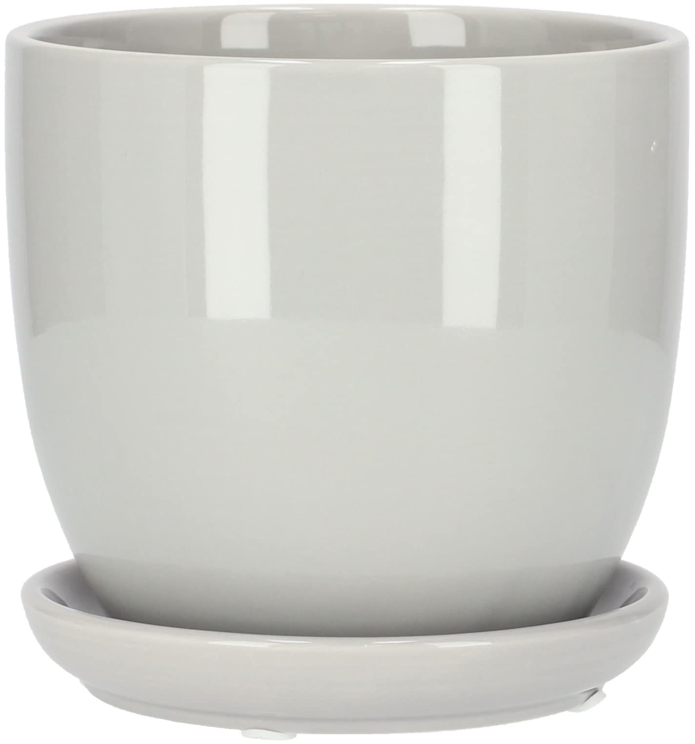 Pot de Fleurs, en Céramique, pour Fleurs, Plantes, Diamètre : 13 cm, Avec Bac d'Égouttement, Gris - KOTARBAU - 6