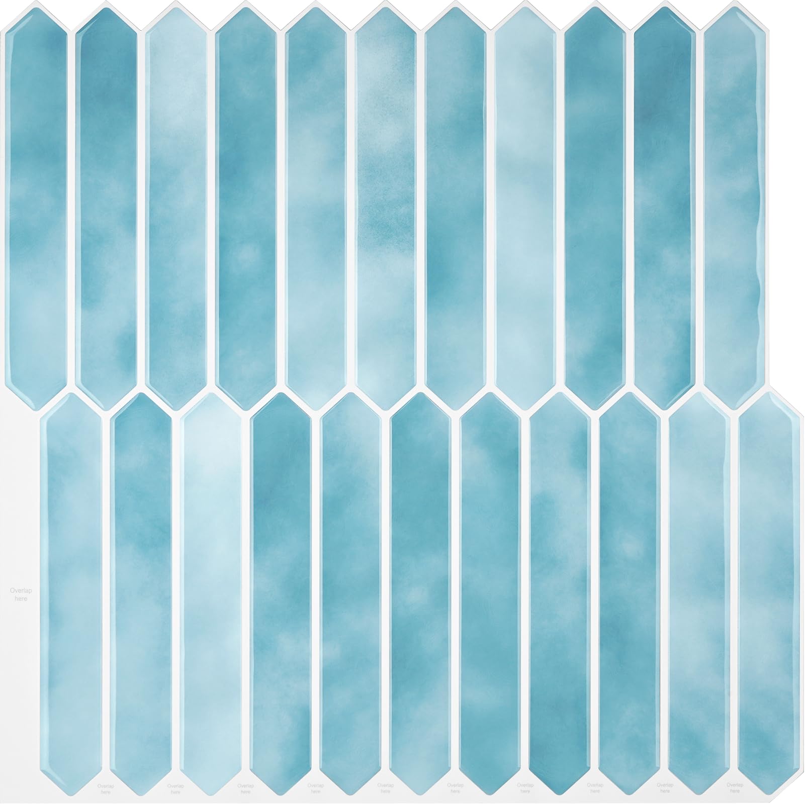 Carreaux hexagonaux longs autocollants pour crédence, 10 feuilles de carreaux muraux autocollants pour crédence - 7