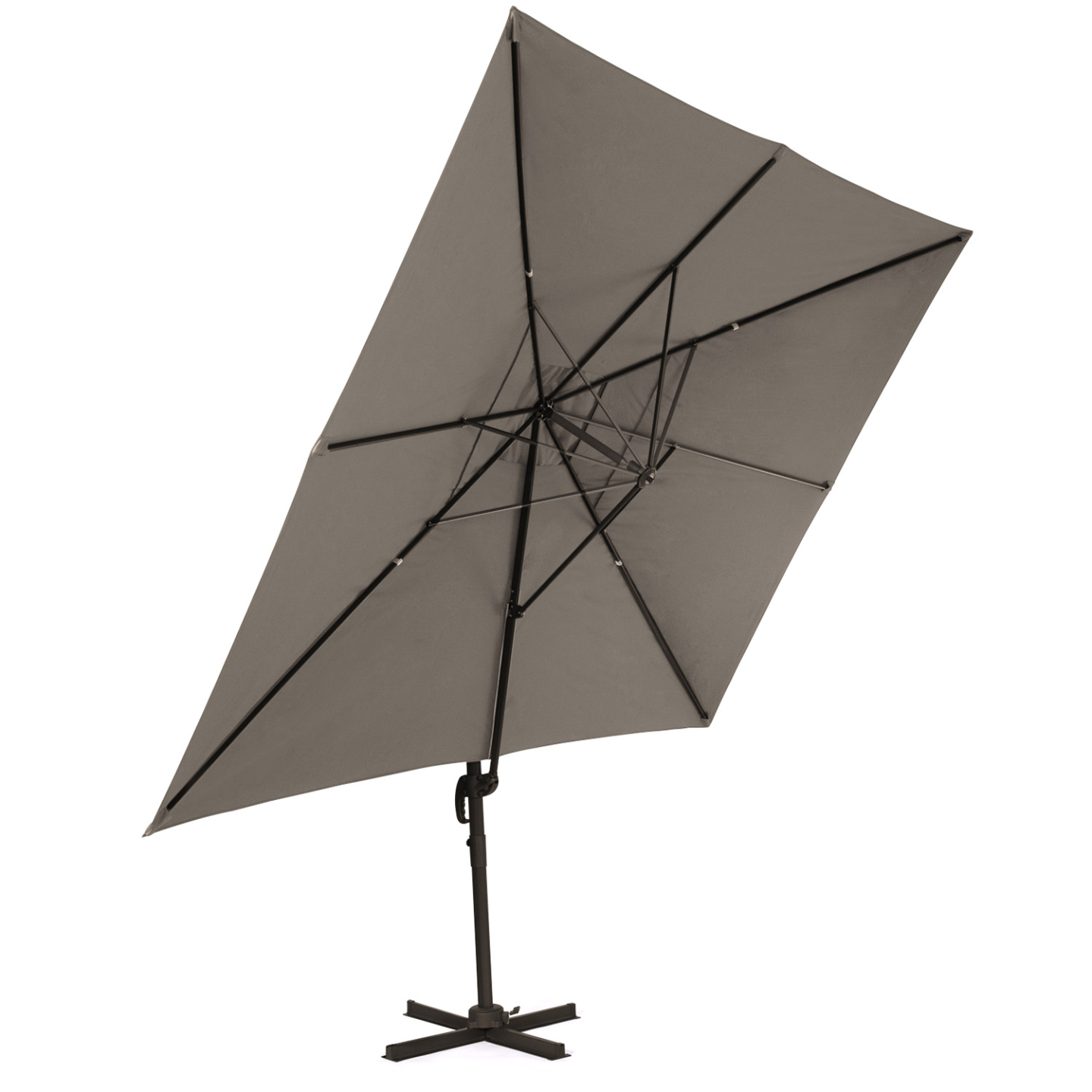 Parasol déporté inclinable rotatif 360 CALVI taupe 3x4 M avec housse - 4