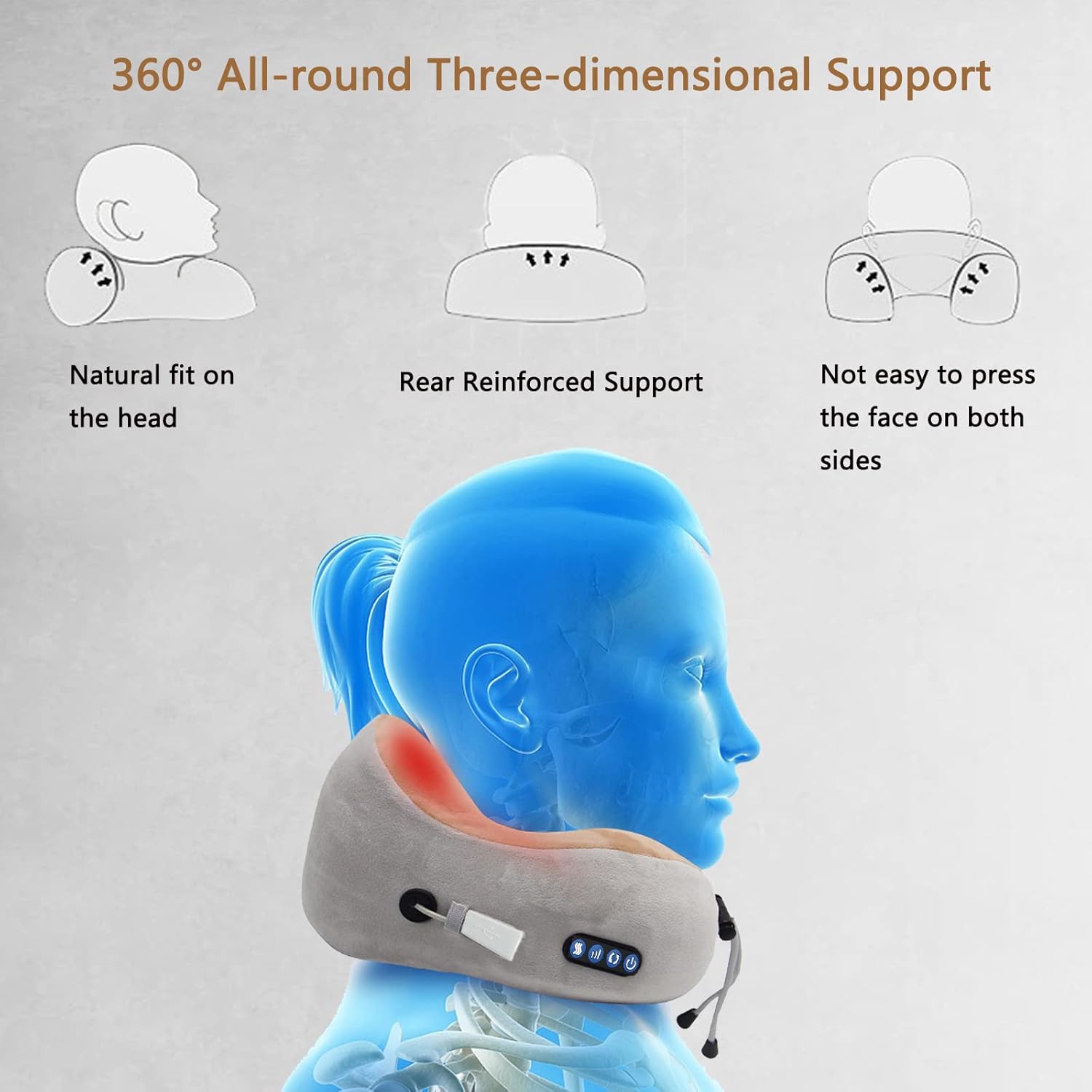 Masseur Cervical et Cou, Appareil Massage de Cervicales, Masseur Électrique Oreiller de Nuque sans fil Massant à Shiatsu, Coussin de Massage - 5