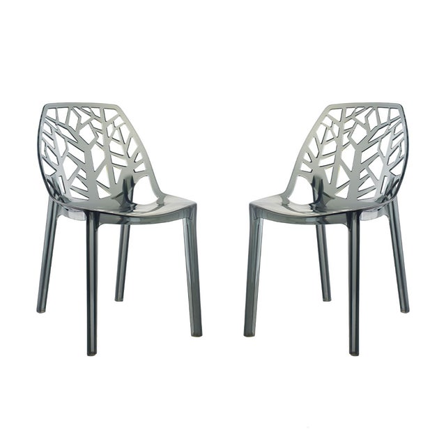 Sedia TITì In Policarbonato Makrolon® By Covestro - Design Italiano, Impilabile, Per Interni Ed Esterni - Colore Fumé, Set Da 2