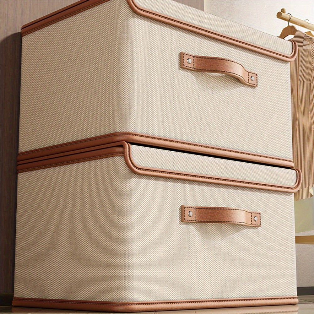 Grands Bacs De Rangement Pliables En Tissu Avec Poignées, Motif D'Hiver