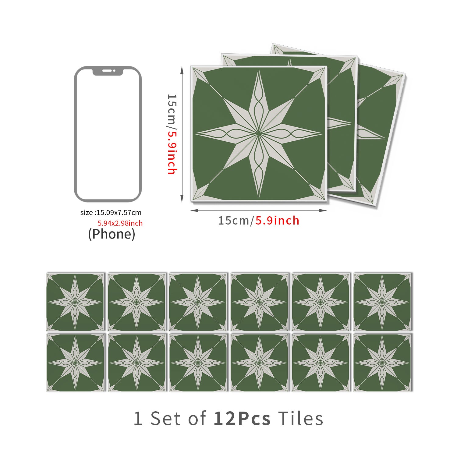 Lot de 12 panneaux muraux 3D autocollants, Crédence adhésive, Autocollants décoratifs, Imperméables et résistants à la chaleur, 15 cm x 15 cm - 4