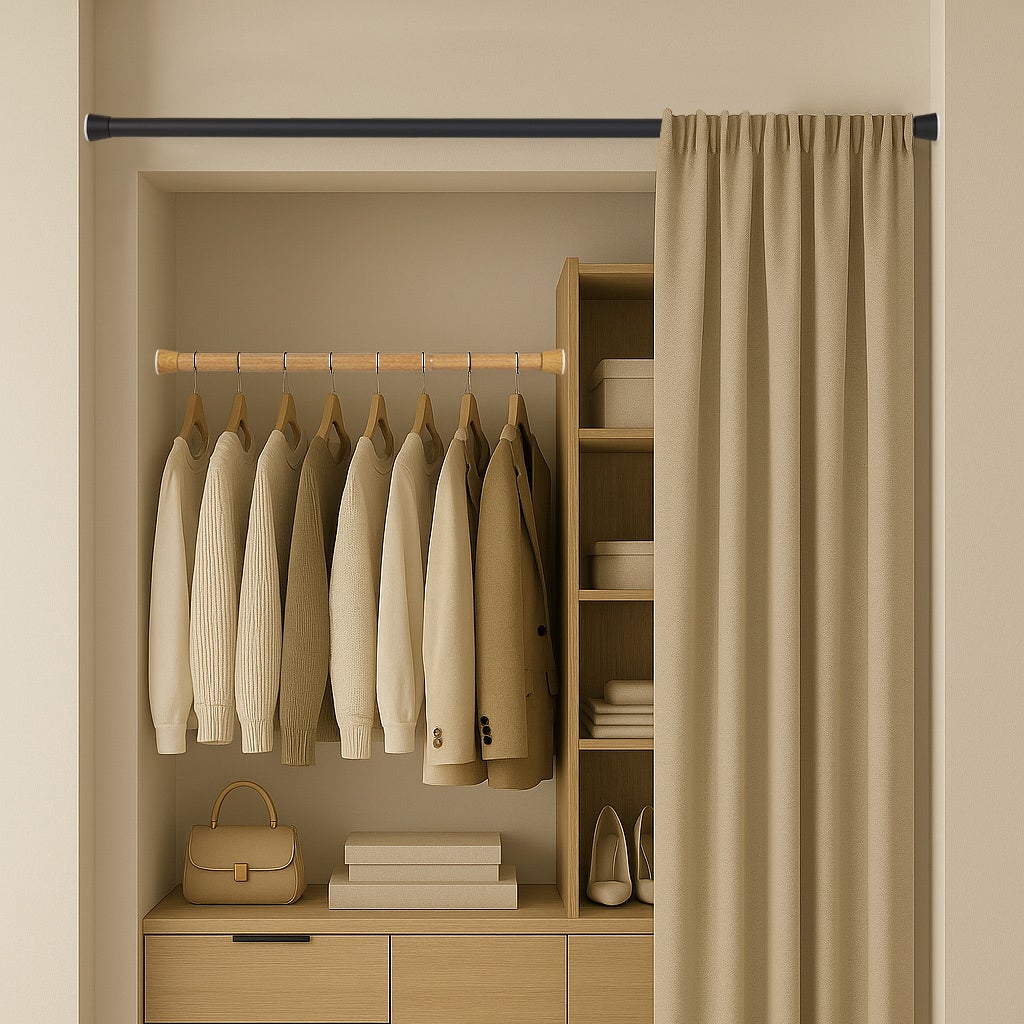 Barra de cortina extensível por pressão Ø28 mm – Preta (140-250 cm) - 2