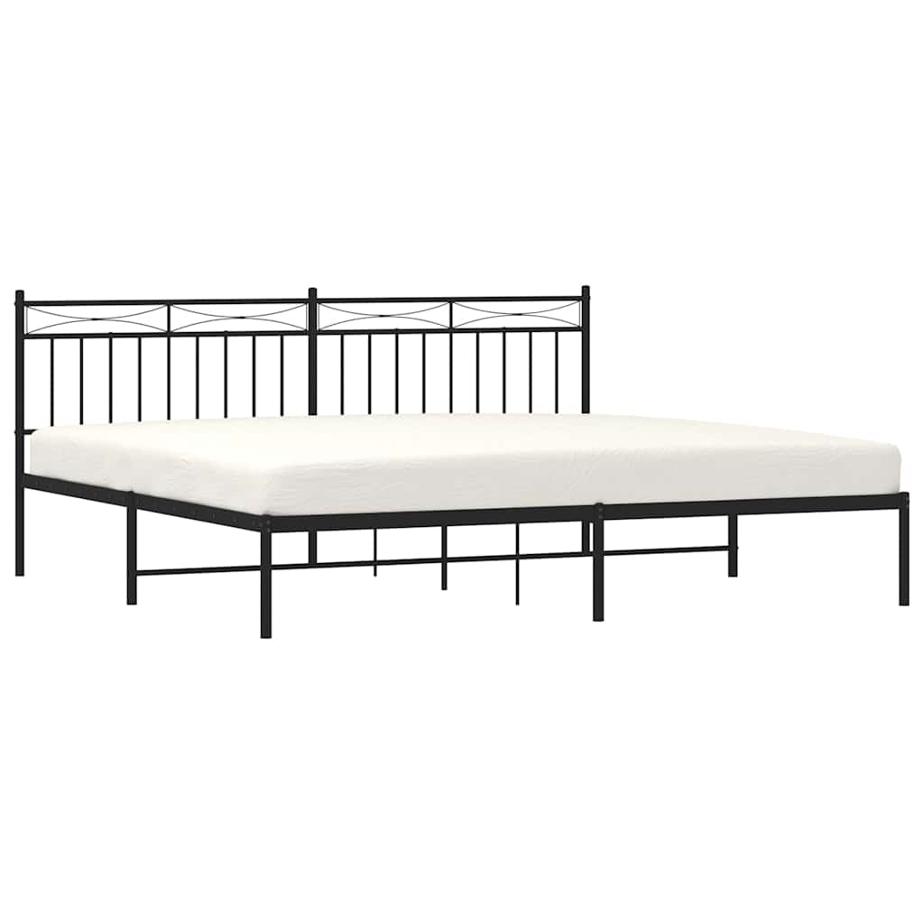 Estructura de cama sin colchón con cabecero de metal negro, para dormitorio, 193 × 203 cm - 4