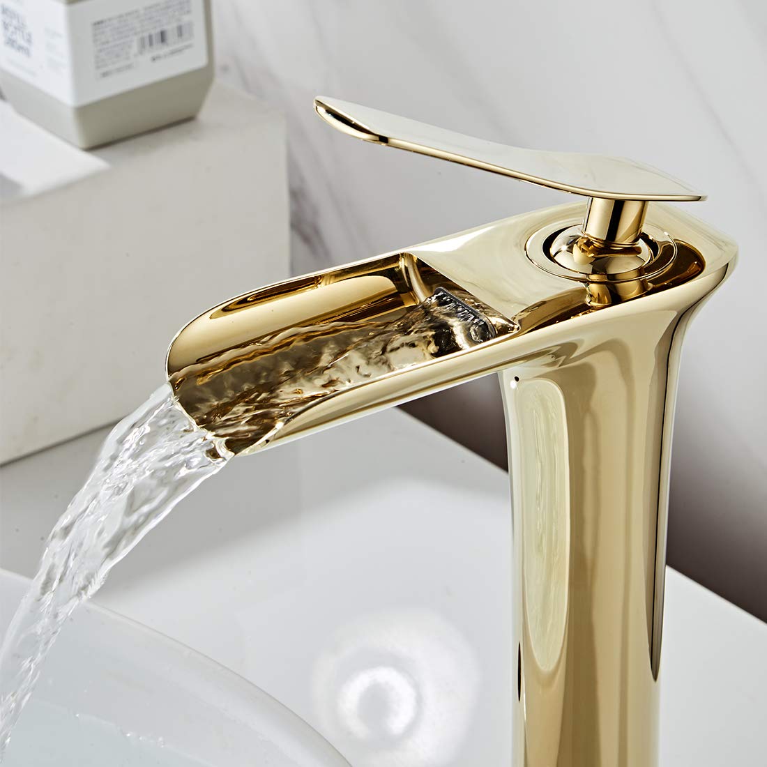 Robinet Salle Bain Cascade Robinet Lavabo Mitigeur Cascade Tobinet Haut Salle Bain Cascade Bassin Tobinet Salle de Bain Doré Robinet Lavabo Doré - 2