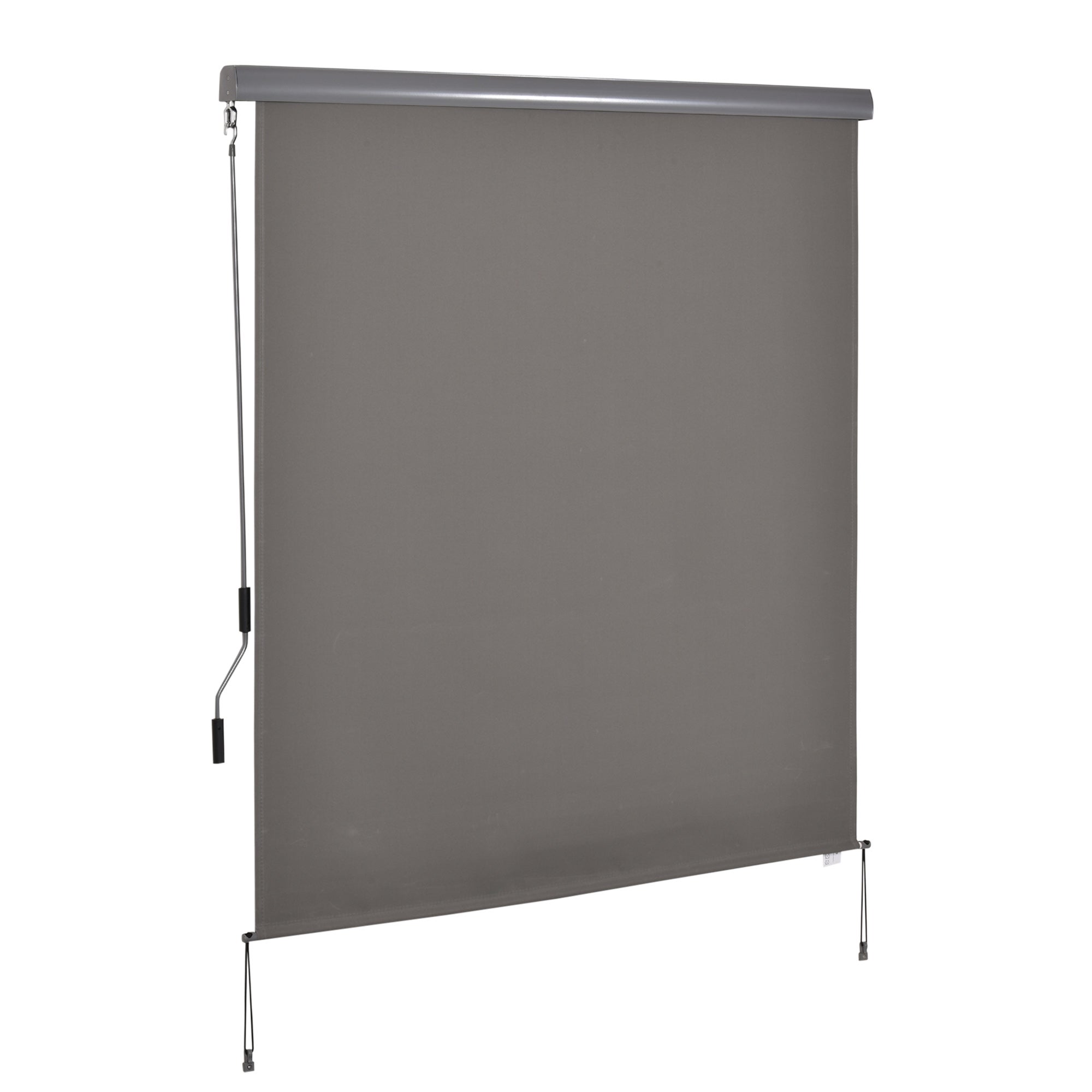 Markiza pionowa na balkon 160x250 cm - Osłona przeciwsłoneczna z korbką, ochrona UV, szara, aluminium i poliester na taras i do ogrodu