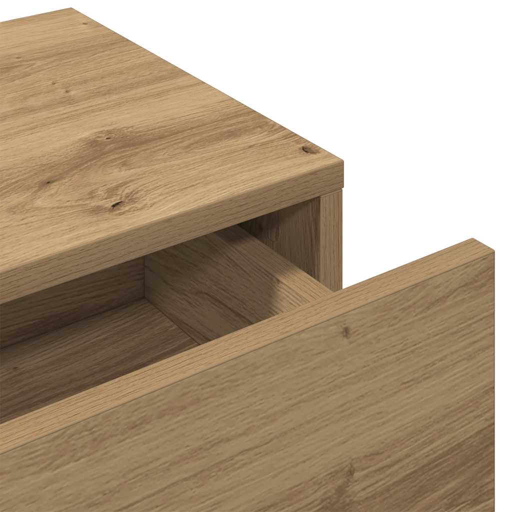 Étagère murale | Étagère flottante avec tiroirs chêne artisanal bois d'ingénierie CFW65307 - 8