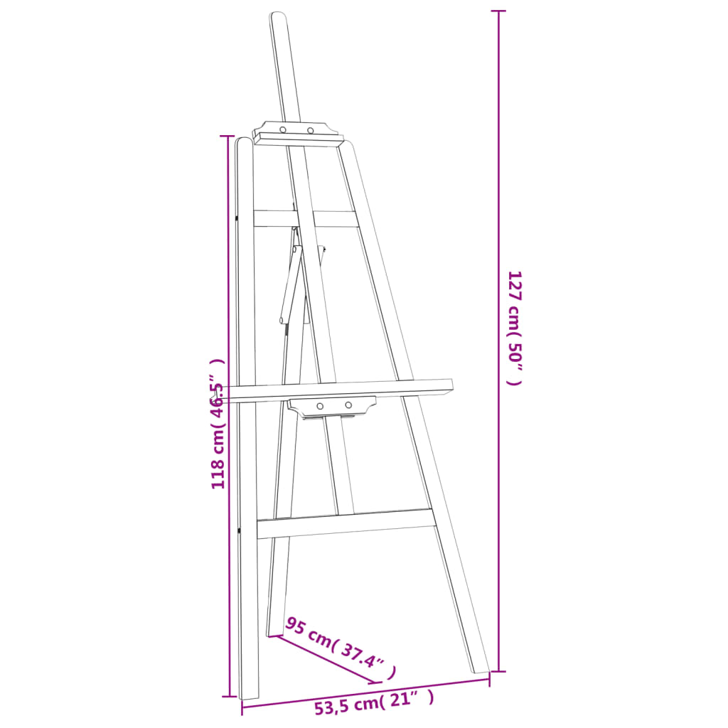 Chevalet 53,5x95x127 cm bois de pin massif - 8