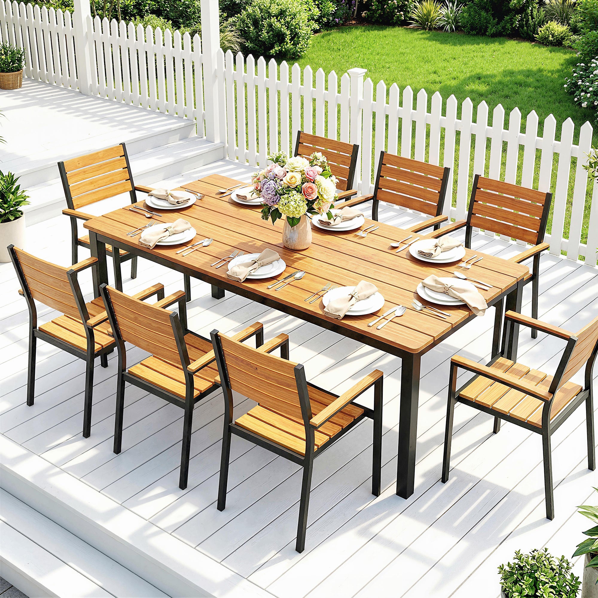 Table jardin rectangulaire 6-8 personnes dimensions 180x86cm - 9