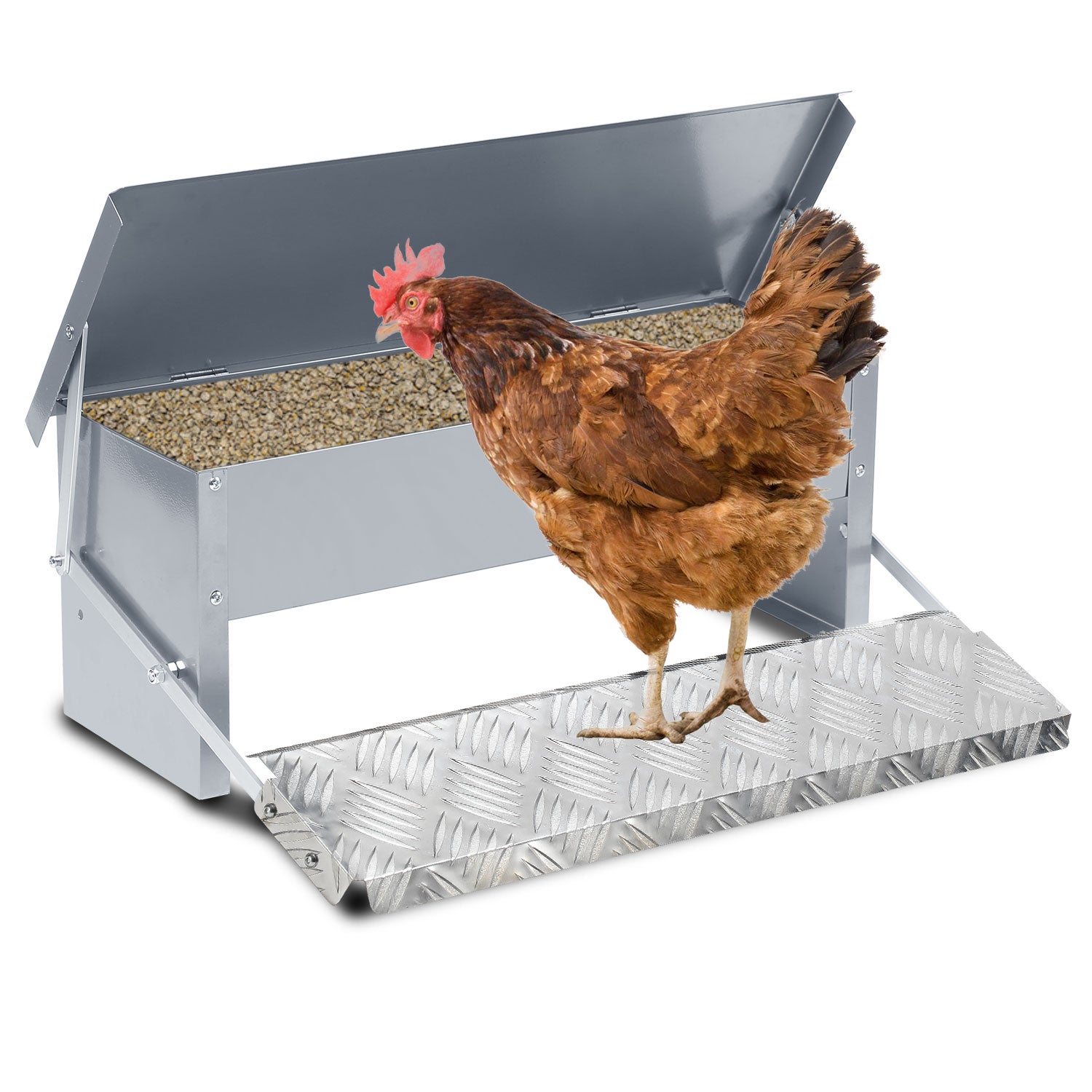 Mangeoire Poules En Acier Galvanis Kg Alimentateur Automatique Avec