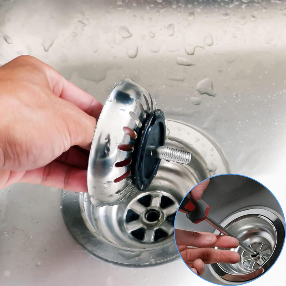 2 Pièces Argent Vis pour Panier D'évier Acier Inoxydable Vis Creuse Vis de Bonde, pour Bonde evier cuisine Lavabo cuisine Accessoires pour évier de - 5