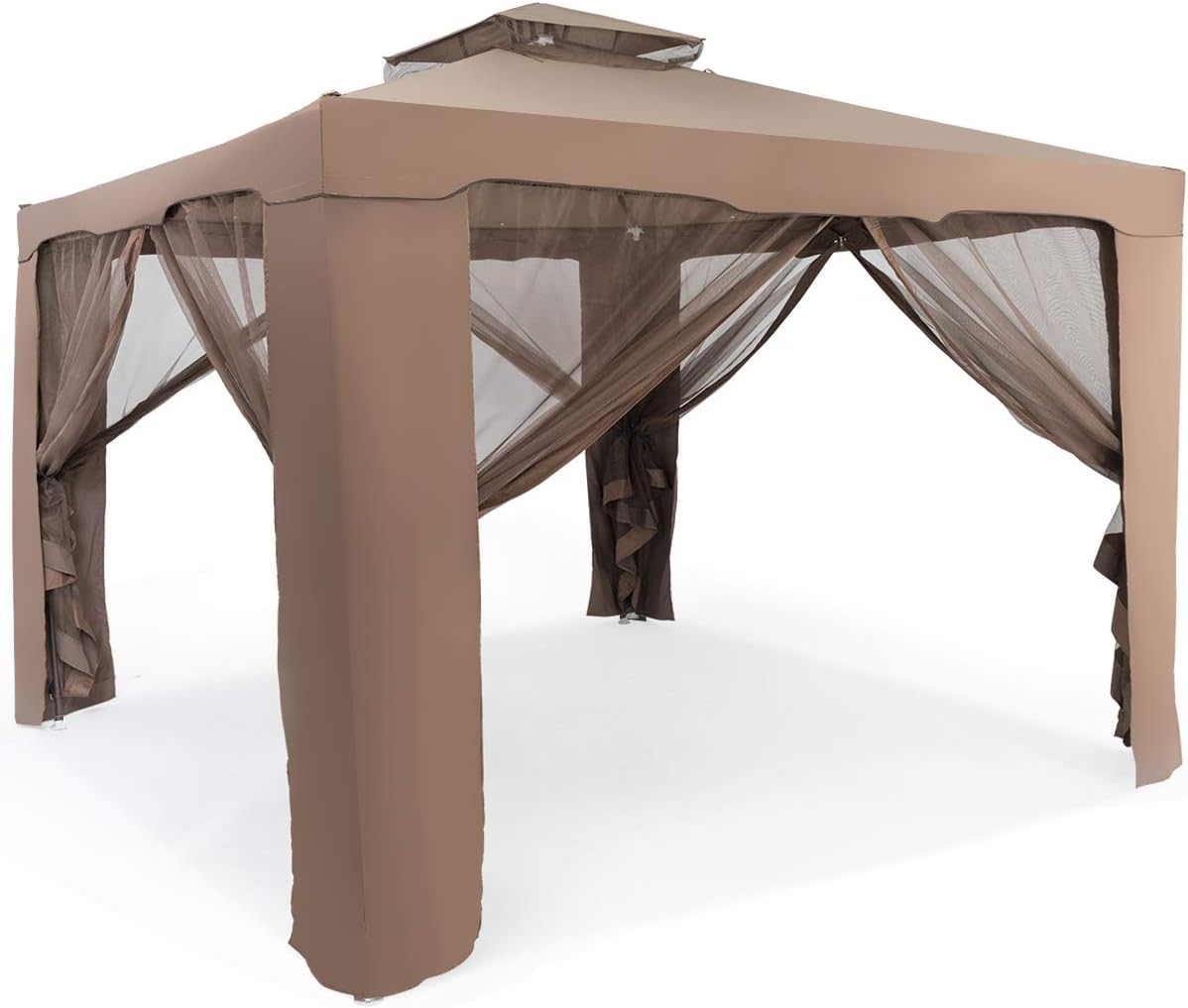 Namiot Ogrodowy 3x3 m z Podwójną Markizą, Pawilon Ogrodowy z Ochroną UV 50+ i Moskitierą, Wodoodporny, na Taras, do Ogrodu