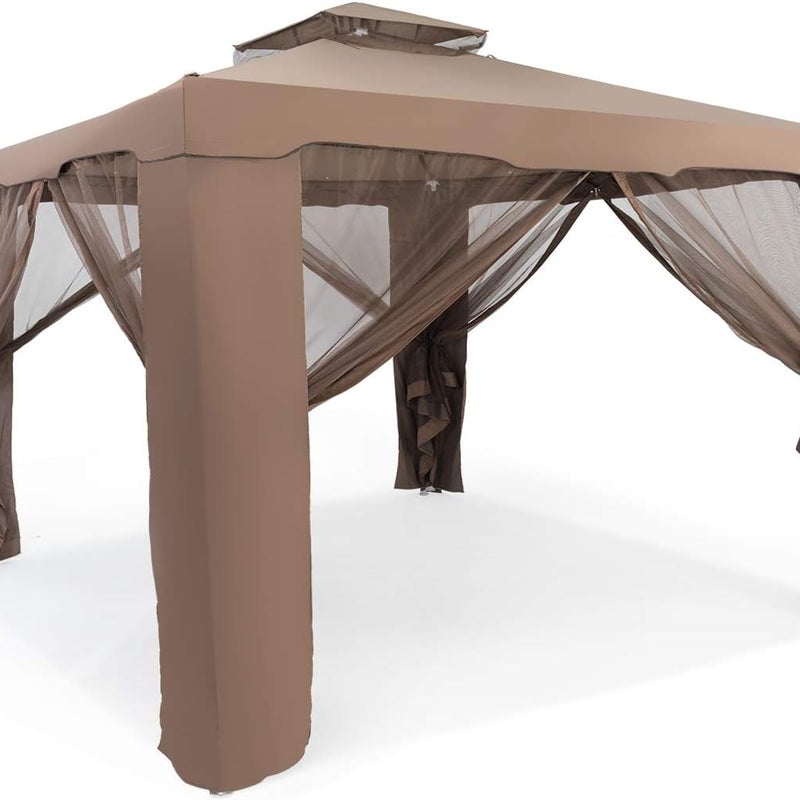 Namiot Ogrodowy 3x3 m z Podwójną Markizą, Pawilon Ogrodowy z Ochroną UV 50+ i Moskitierą, Wodoodporny, na Taras, do Ogrodu