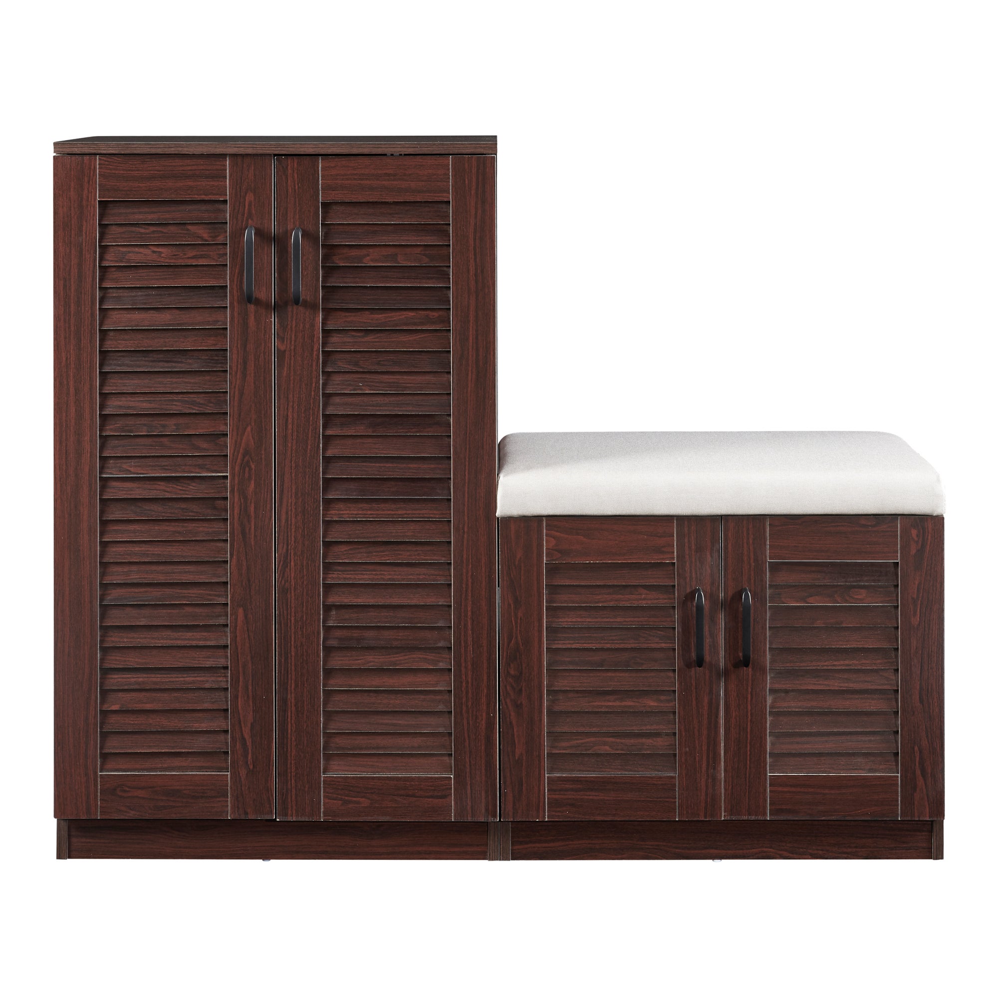 Meuble à chaussures Løten avec banquette 97 x 120 x 36 cm effet wengé [en.casa] - 6