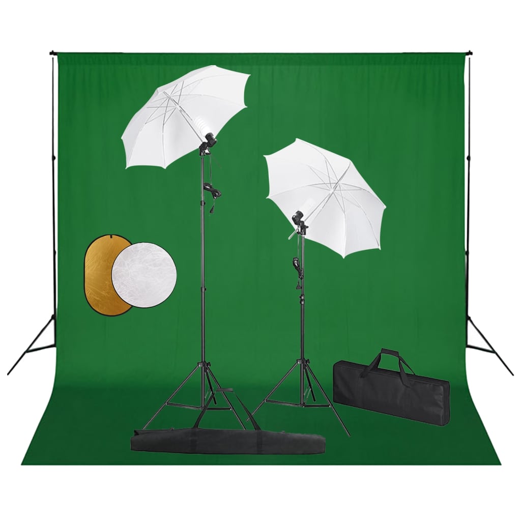Kit estudio fotográfico lámparas sombrillas fondo y reflector vidaxl