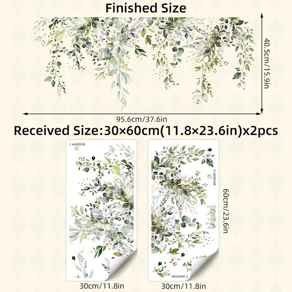 Sticker mural suspendu de style bohème en vigne verte, autocollant mural DIY pour chambre, salon, bureau, canapé - 2
