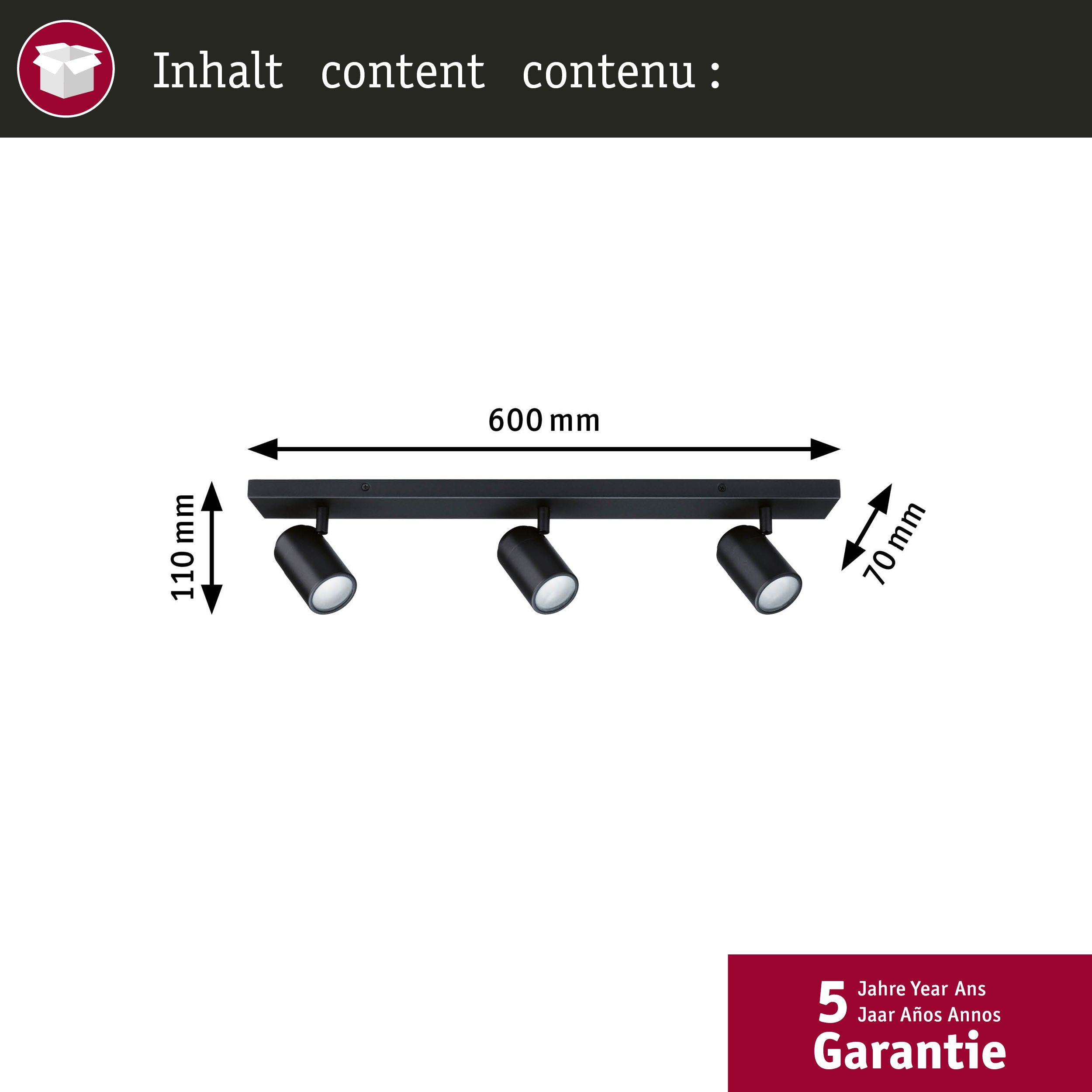 Spotlight Zyli IP44 GU10 230V max. 3x10W gradable Noir mat - 4