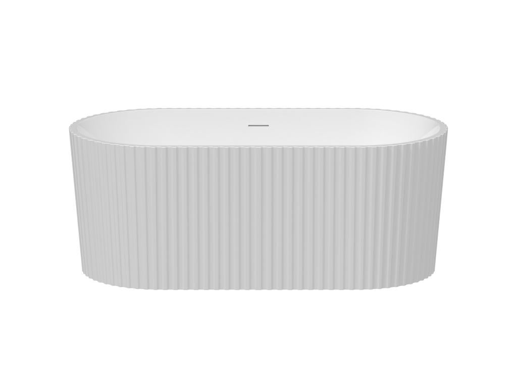 Bañera exenta estriada - 150 x 75 x 58 cm - Acrílico - Blanco brillante ...