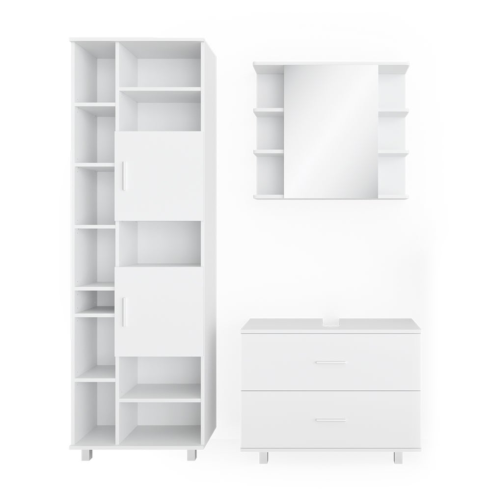 Vicco Zestaw mebli łazienkowych Ilias, Biały, 3 części, z modułem wysokim