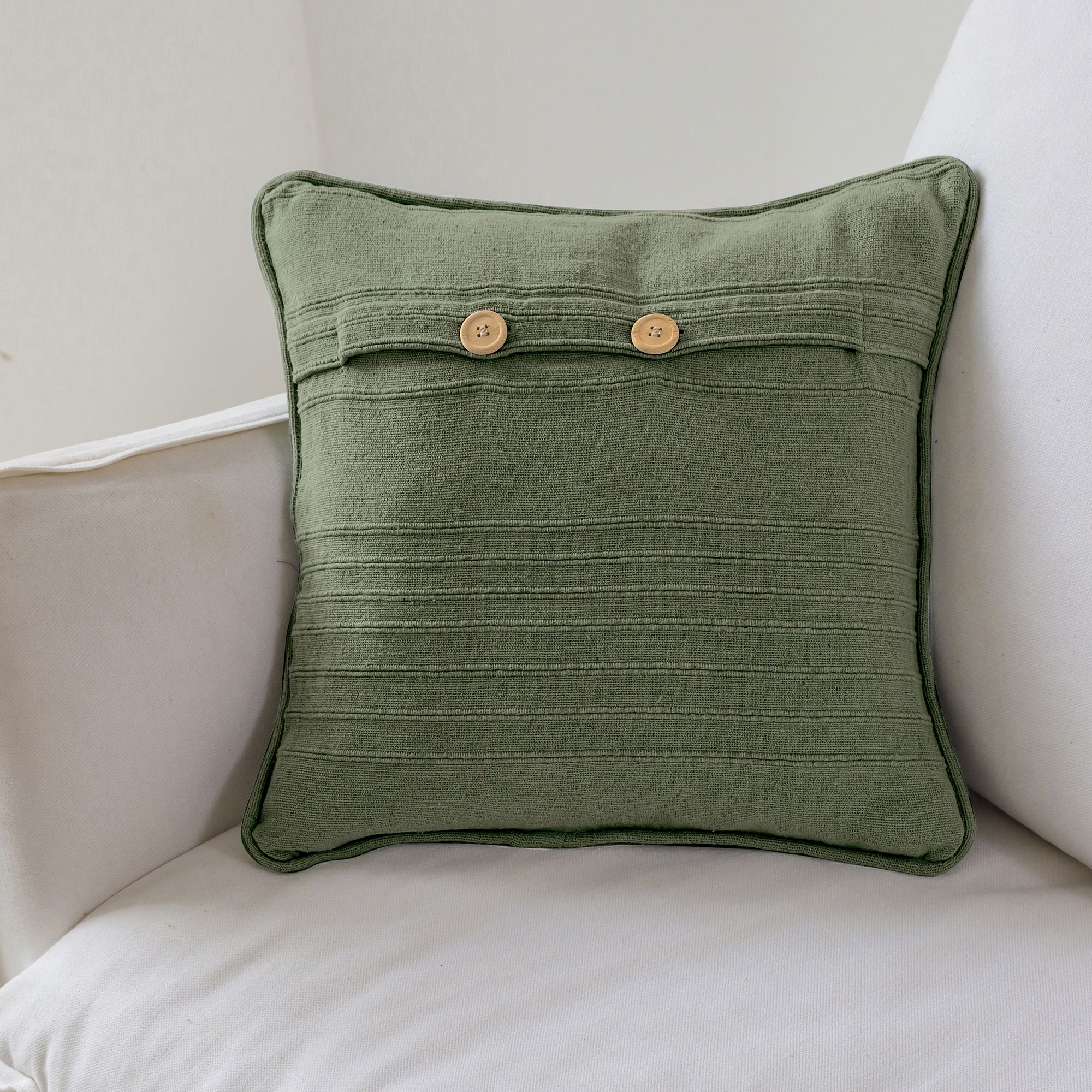 Jeté de fauteuil ORION 180x250 vert olive en coton - 3
