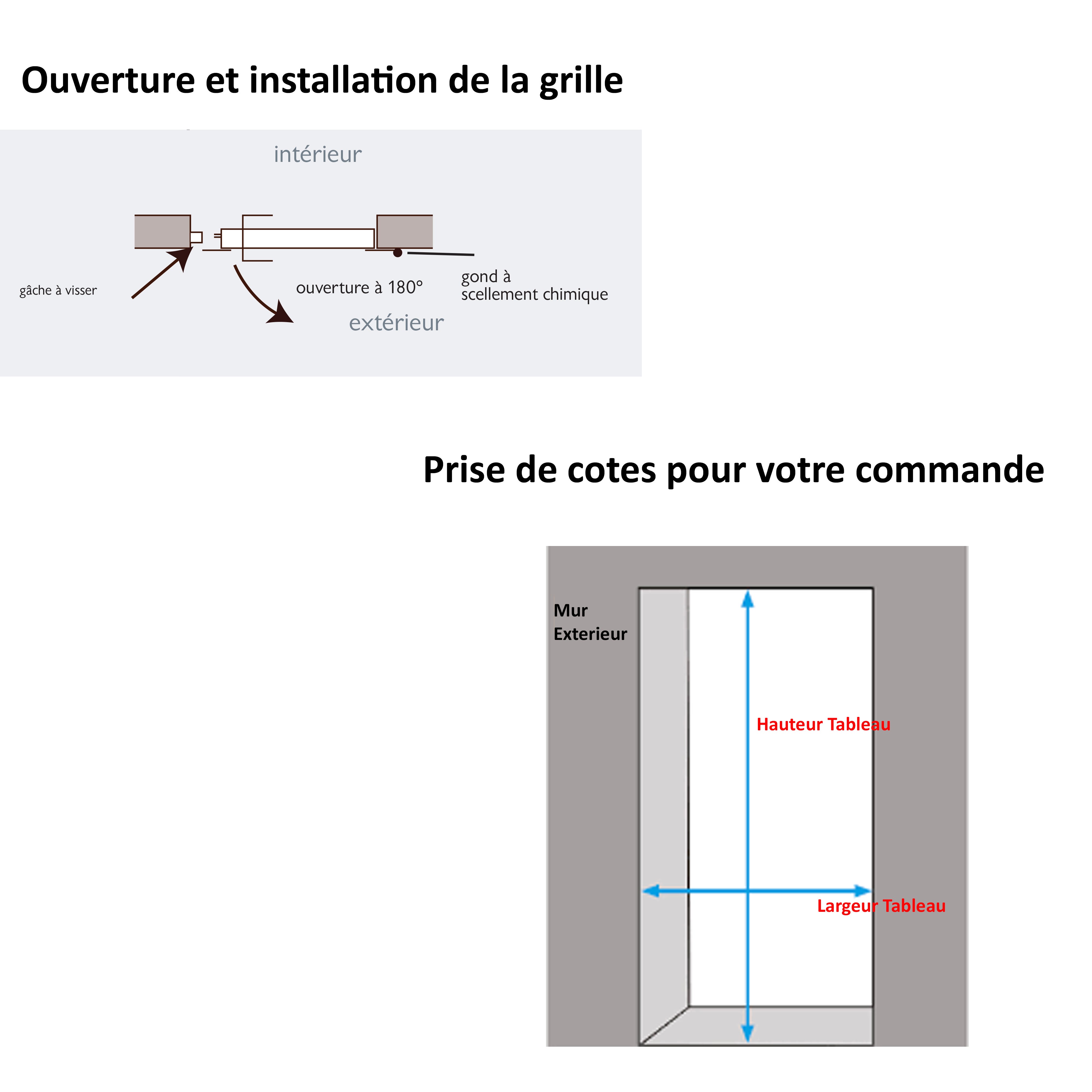 Grille porte Rustique -1 vantail pour encadrure H=210 cm x L=90 cm (côte tableau) - 2