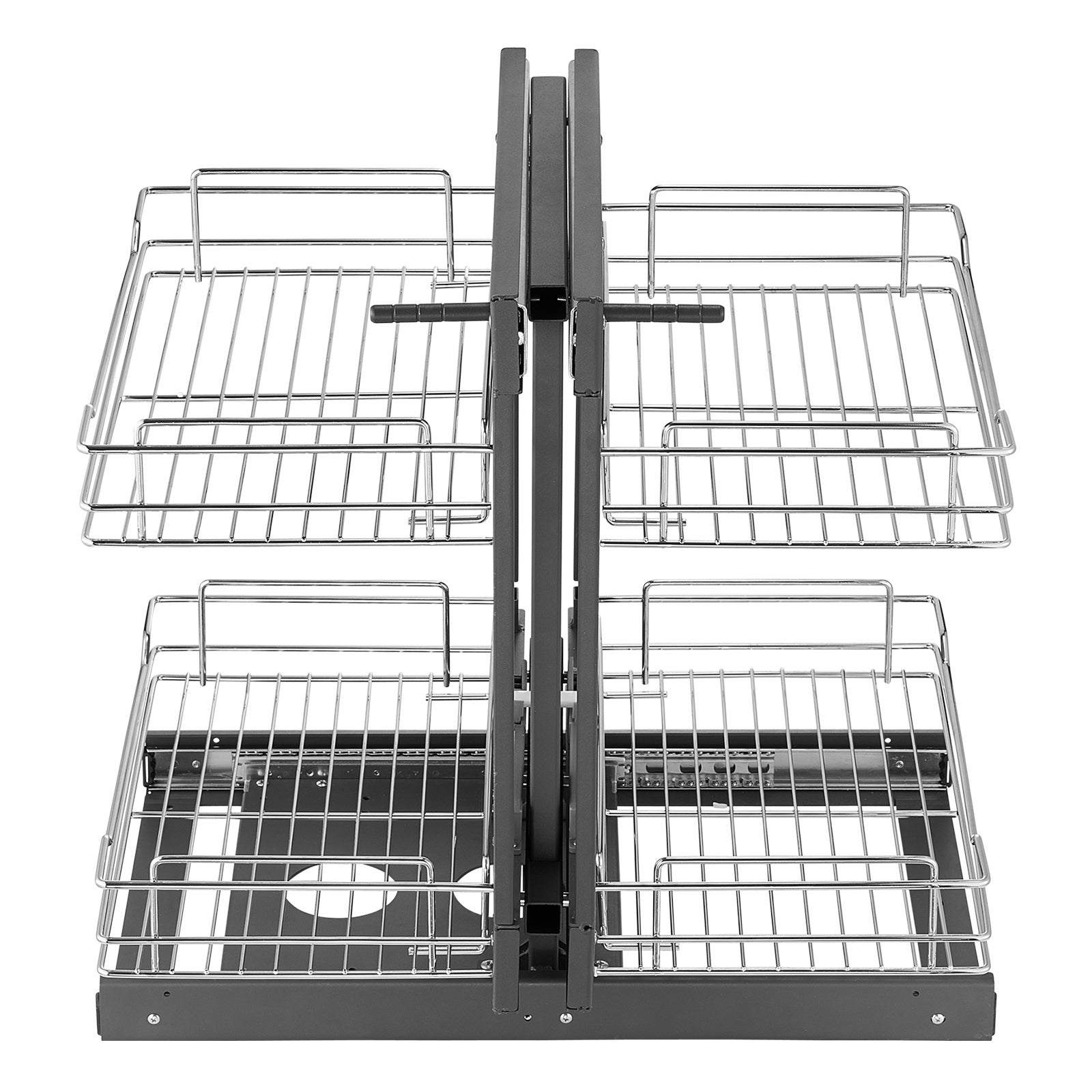 Organizer do szafek kuchennych z 2 poziomami, wysuwanymi chromowanymi narożnikami i 4 półkami VEVOR