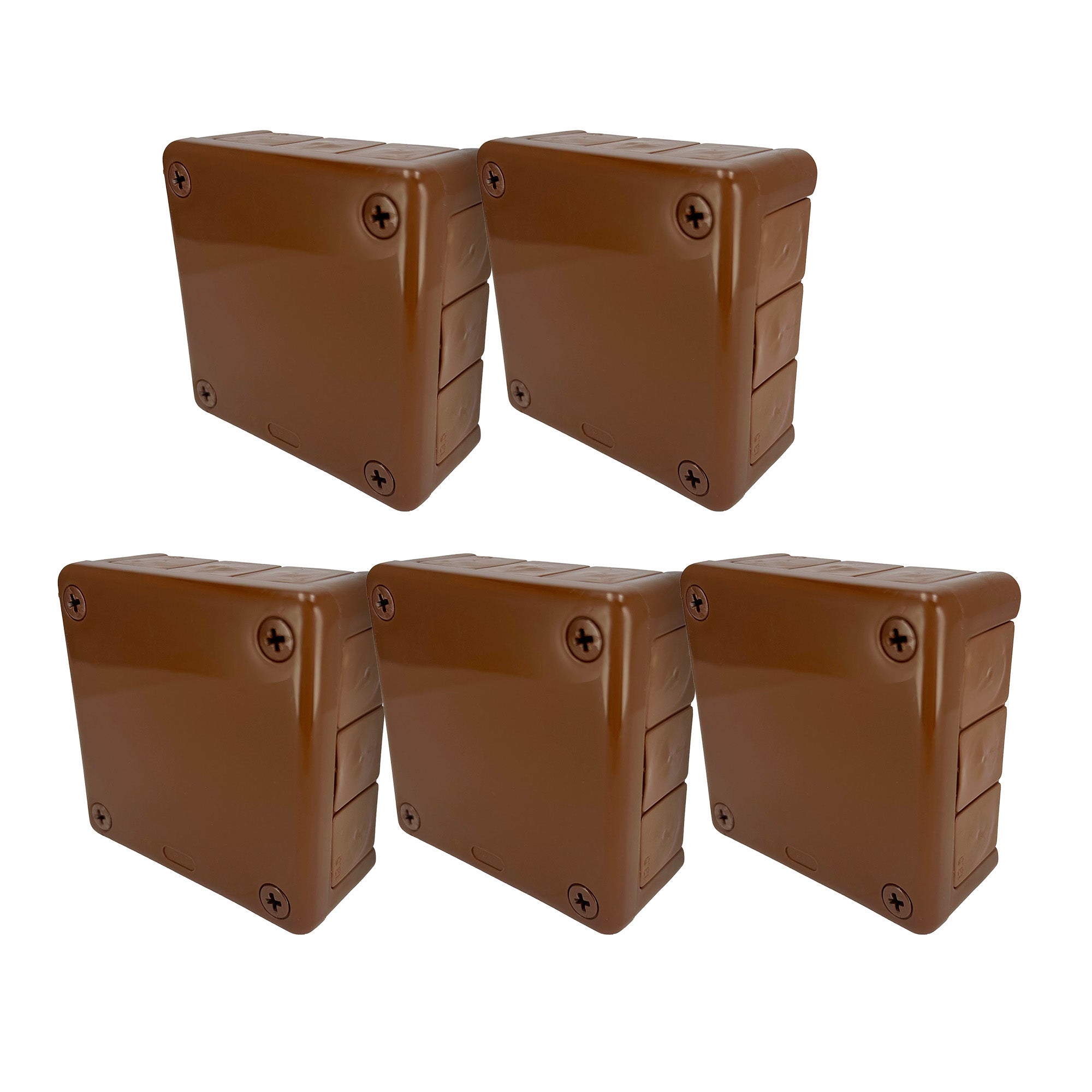 Puszka natynkowa hermetyczna 118x118x46mm 12-wlotowa, z dławikami gumowymi, IP55 zamknięcie "na wkręty", brązowa EDO 5 szt.