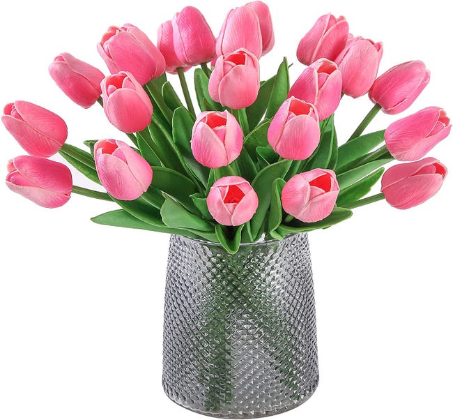 IPOPU Tulipani rosa artificiali, 16 pezzi, tulipani in EVA, fiori veri al tatto, tulipani finti rosa, per casa, tavolo, centrotavola, bouquet di nozze, decorazione per addio al nubilato, rosa IPOPU Tulipani rosa artificiali, 16 pezzi, tulipani in EVA, fiori veri al tatto, tulipani finti rosa, per casa, tavolo, centrotavola, bouquet di nozze, decorazione per addio al nubilato, rosa