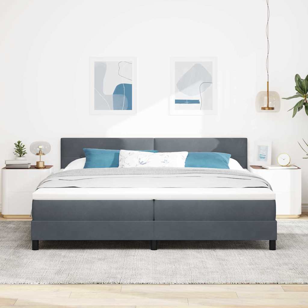 Cama tipo Box Spring Gris oscuro 200 x 200 cm Terciopelo | Leroy Merlin