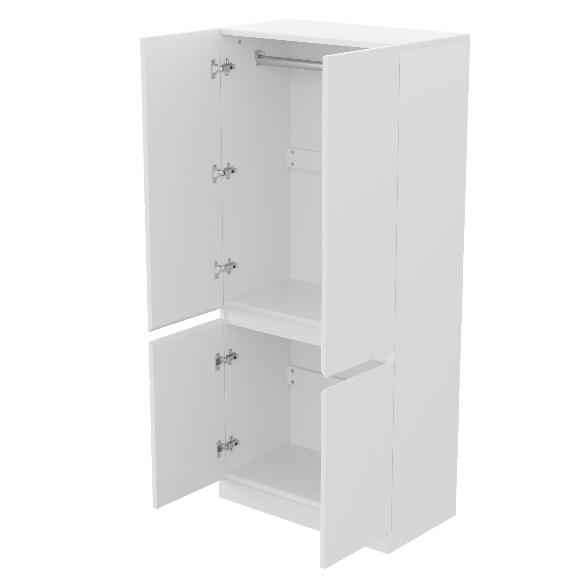 Armadio 70x40x170 cm 4 ante 2 nicchie legno bianco moderno - 9