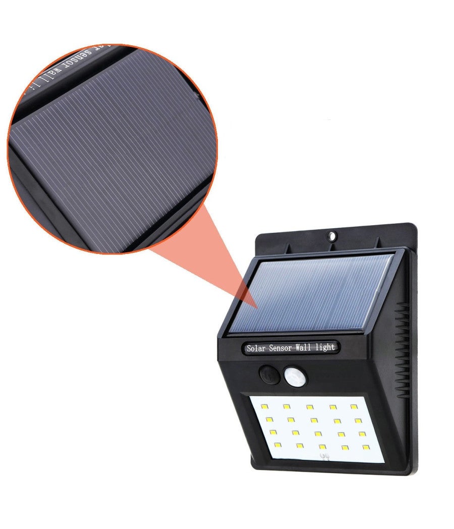 Trade Shop - Faro 20 Led Con Pannello Solare Ricaricabile E Sensore Di Movimento Per Esterno - - 4