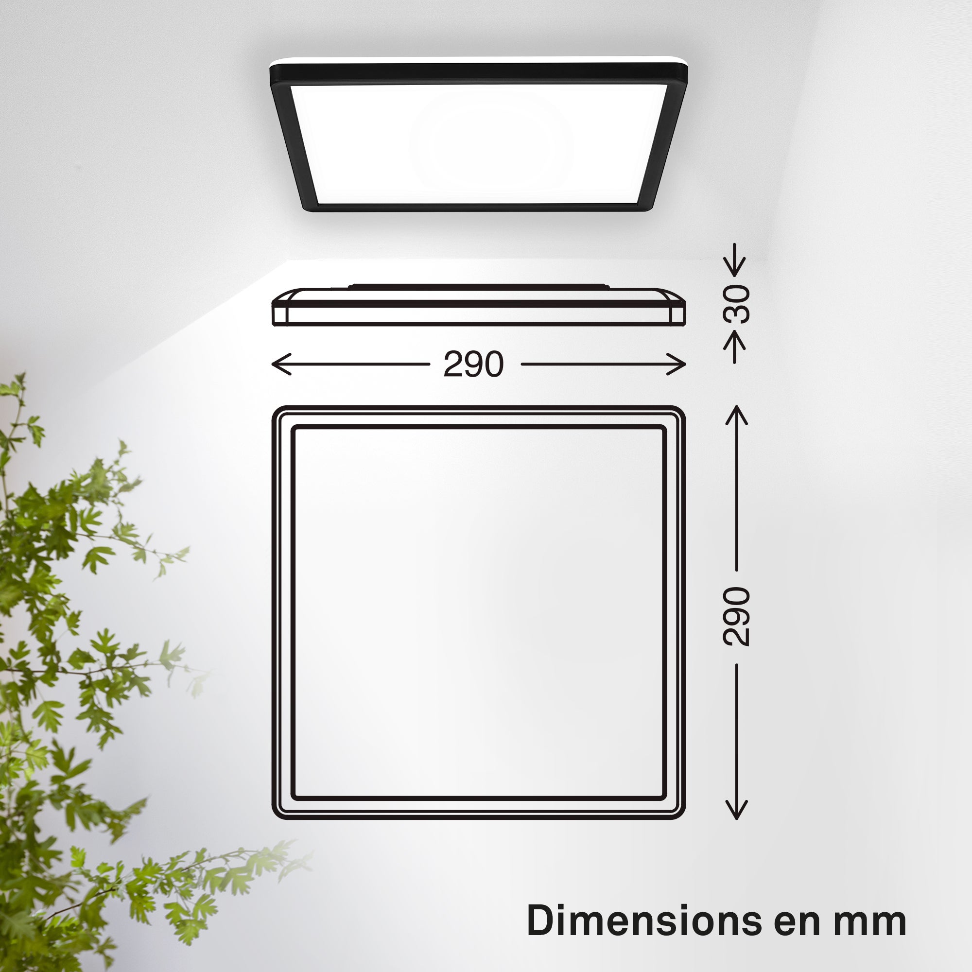 Panneau LED - Salle de Bains - 29 x 29cm - Plafonnier - Blanc neutre - IP44 - 18W 2400lm - B.K.Licht - 9