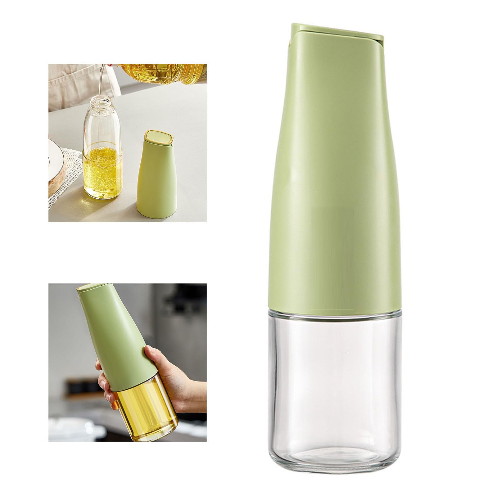 Bouteille Distributeur D'huile D'olive En Verre - Avec Bec Verseur Et Bouchon En Bois, Graduation, Pour Huile Et Vinaigre - 4