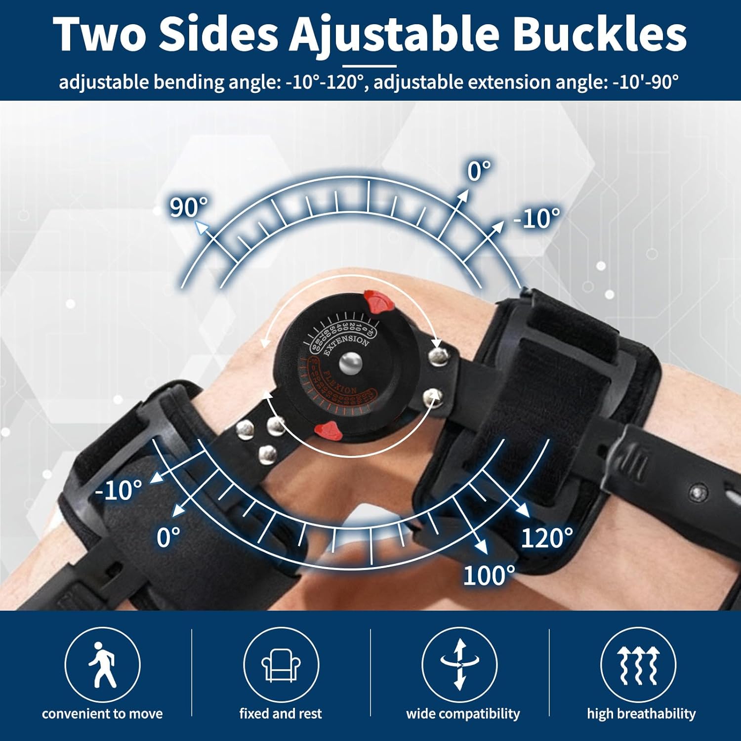 Genouillère articulée ajustable unisexe, stabilisateur latéral du ligament croisé antérieur, support pour déchirure du ménisque - 4
