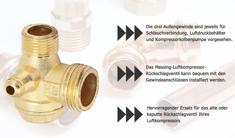 (20*16*10mm) filetage 3 voies Clapet de compresseur d'air de soupape de retenue anti-retour fileté mâle Pièces de rechange - 2