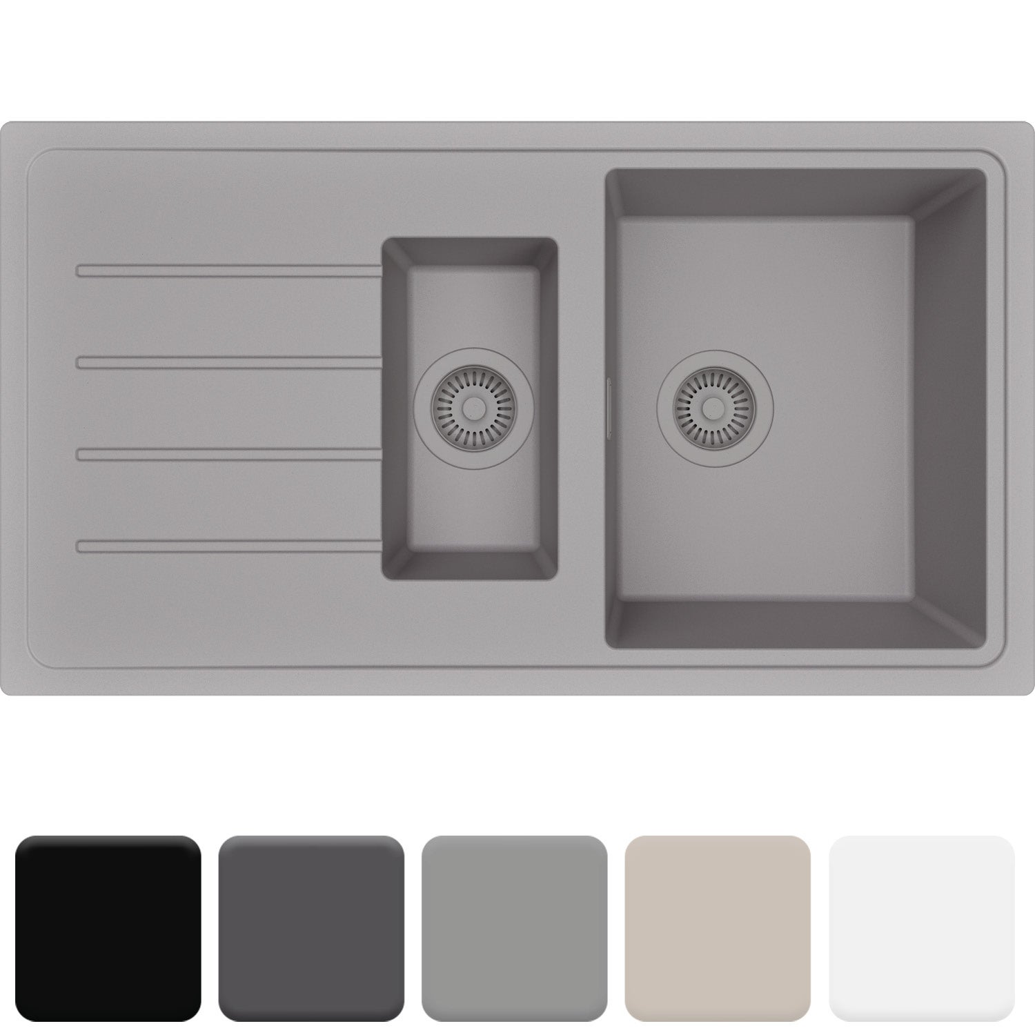 Zlewozmywak 90x50cm, do szafki od 60cm + Syfon - Ametyst Szary STONESTYLE