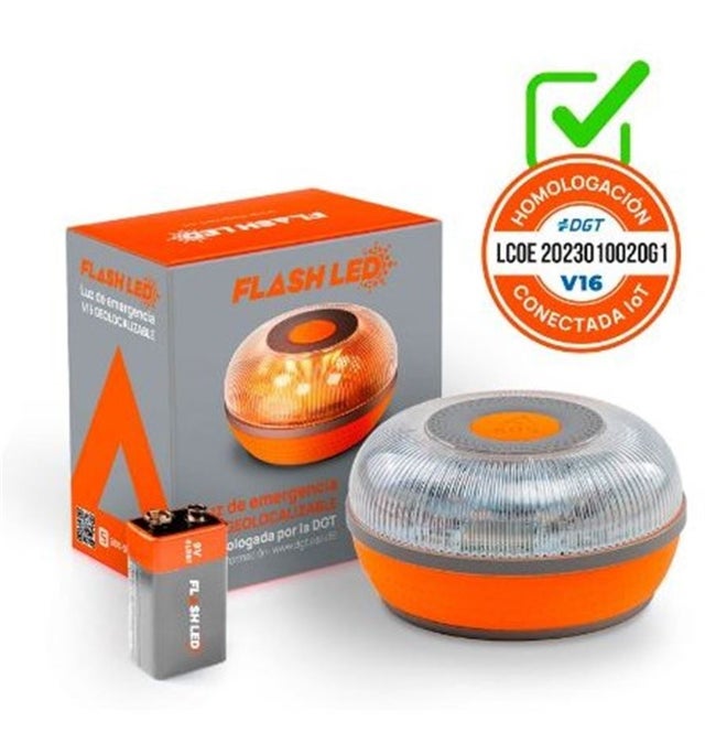 Luz de Emergencia V-16 Conectada DGT 3.0 FLASH LED (FLASHLEDSOS) - Geolocalización Incluida