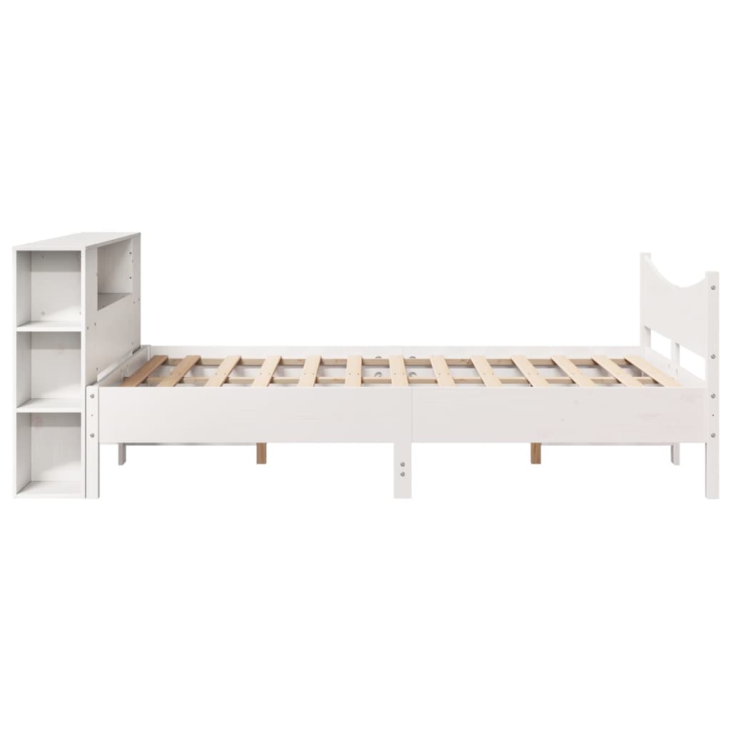 Cama casal | Cama de adulto | Cama sem colchão 140x200 cm madeira de pinho maciça branco CFW737197 - 7
