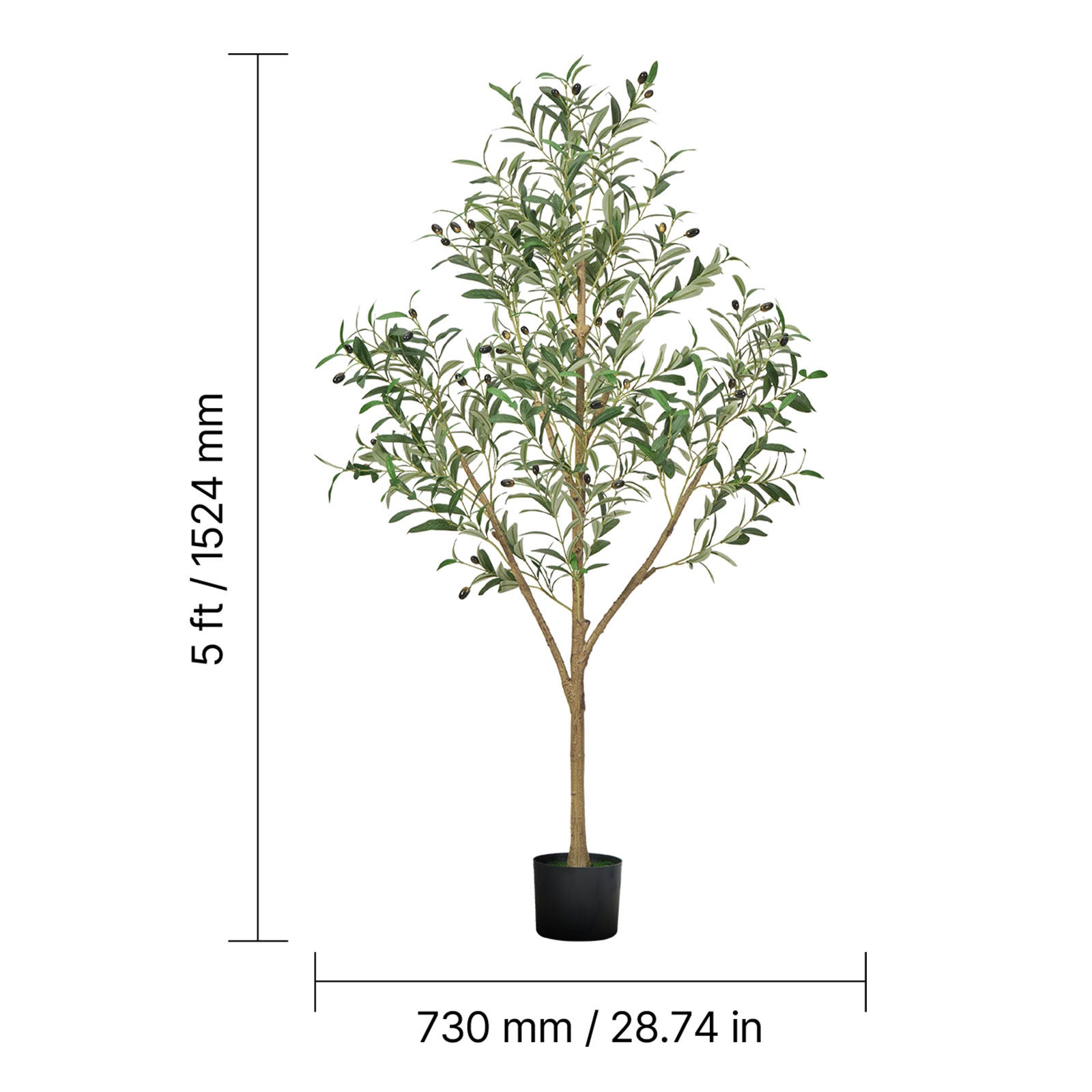 Pianta Artificiale Decorativa 1,5 m SucceBuy, Albero in PE con Vaso Nero, Tronco e Fogliame Realistici, Ideale per Ufficio, Soggiorno, Camera, Casa - 9